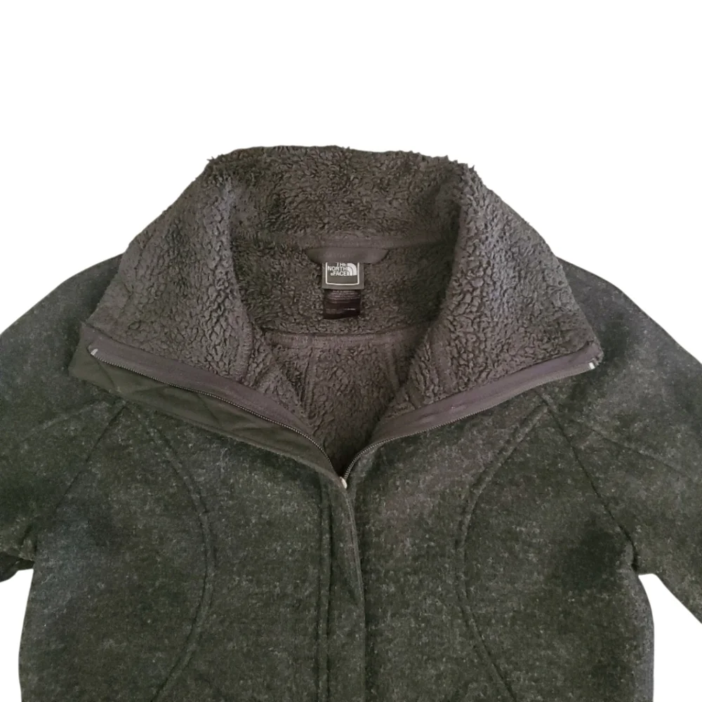 THE NORTH FACE Charcoal Gray Wool Blend Fleece Lined Full Zip Jacket Coat Size M